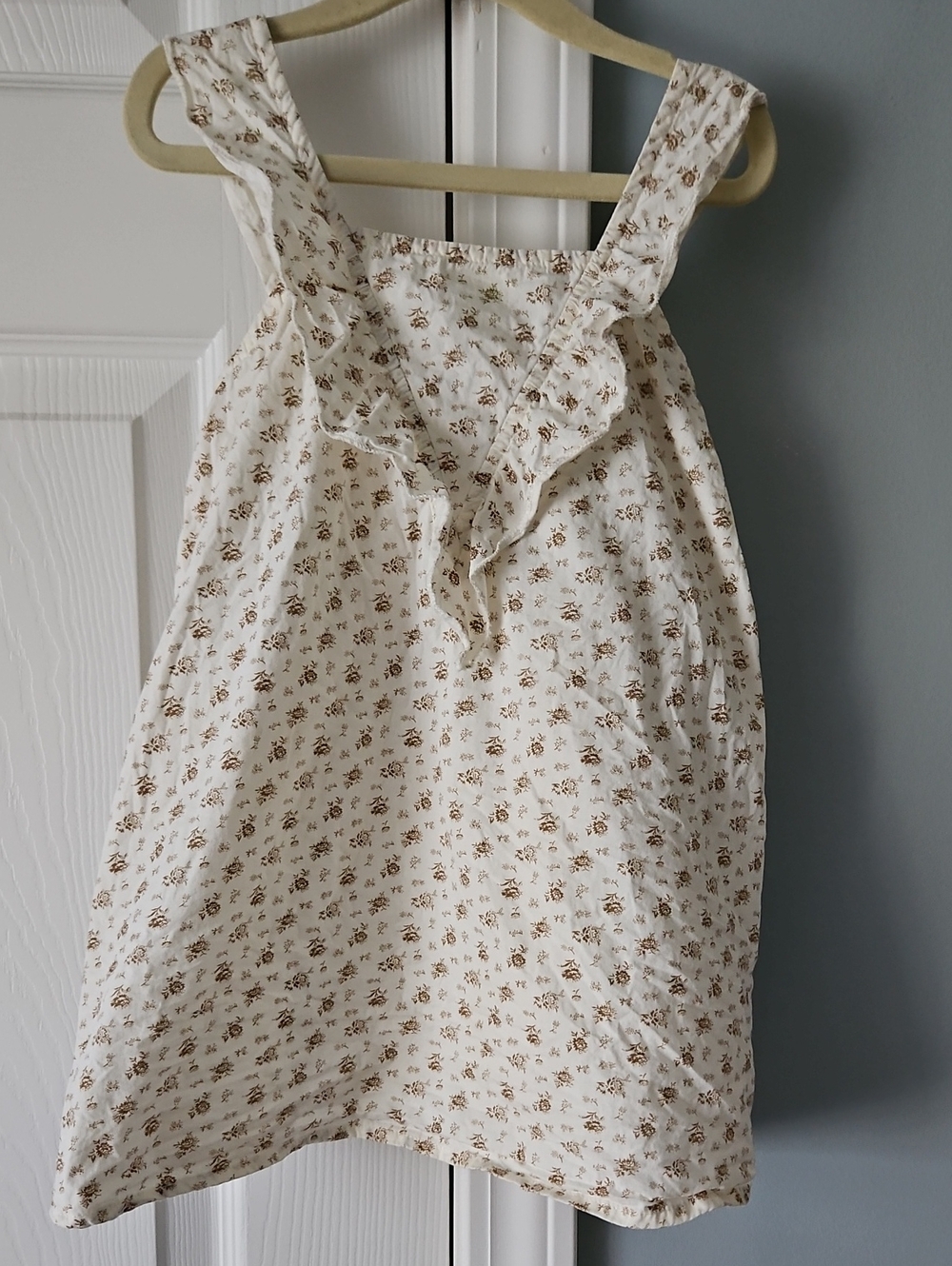 Classic Cream Floral Ruffle Sundress for Girls
